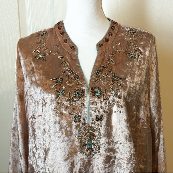 Soft Surroundings Beaded Embellishments Velvet Moroccan Slit Sides Large Petite - Picture 4 of 11